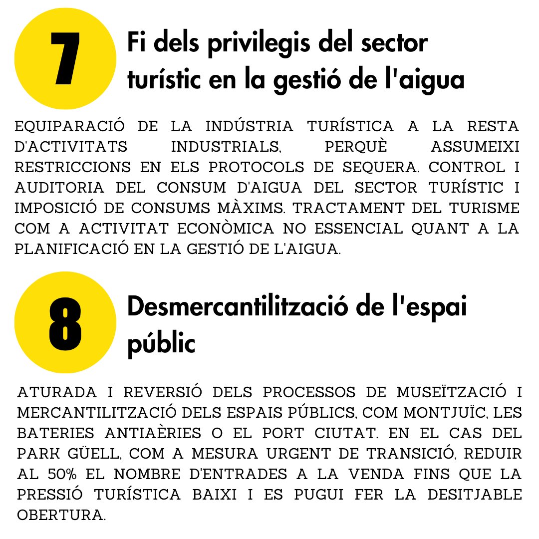 AssBarrisDT's tweet photo. 7. Prou privilegis al sector turístic en gestió hídrica
#Sequera #NoEnRaja #EmergènciaClimàtica #ForaLobbies
8. Desmercantilització dels espais públics
#desturistització #ParkGüell
#PosemLímitsAlTurisme https://t.co/WGo3Xrm2T8