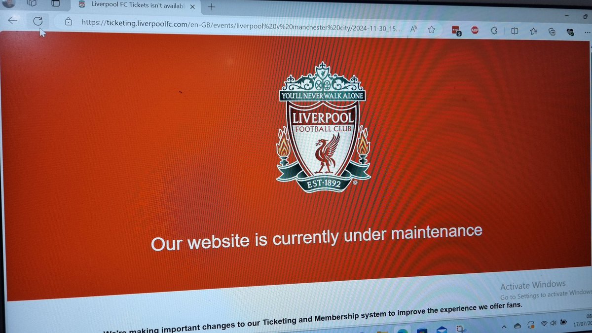 Paulstringy's tweet image. I mean I know @LFC have never had to sell tickets before or expected loads of people trying to buy the today on a ticket sale day... But seriously is this site never tested, do they never simulate ticket sales... @LFCHelp @spiritofshankly