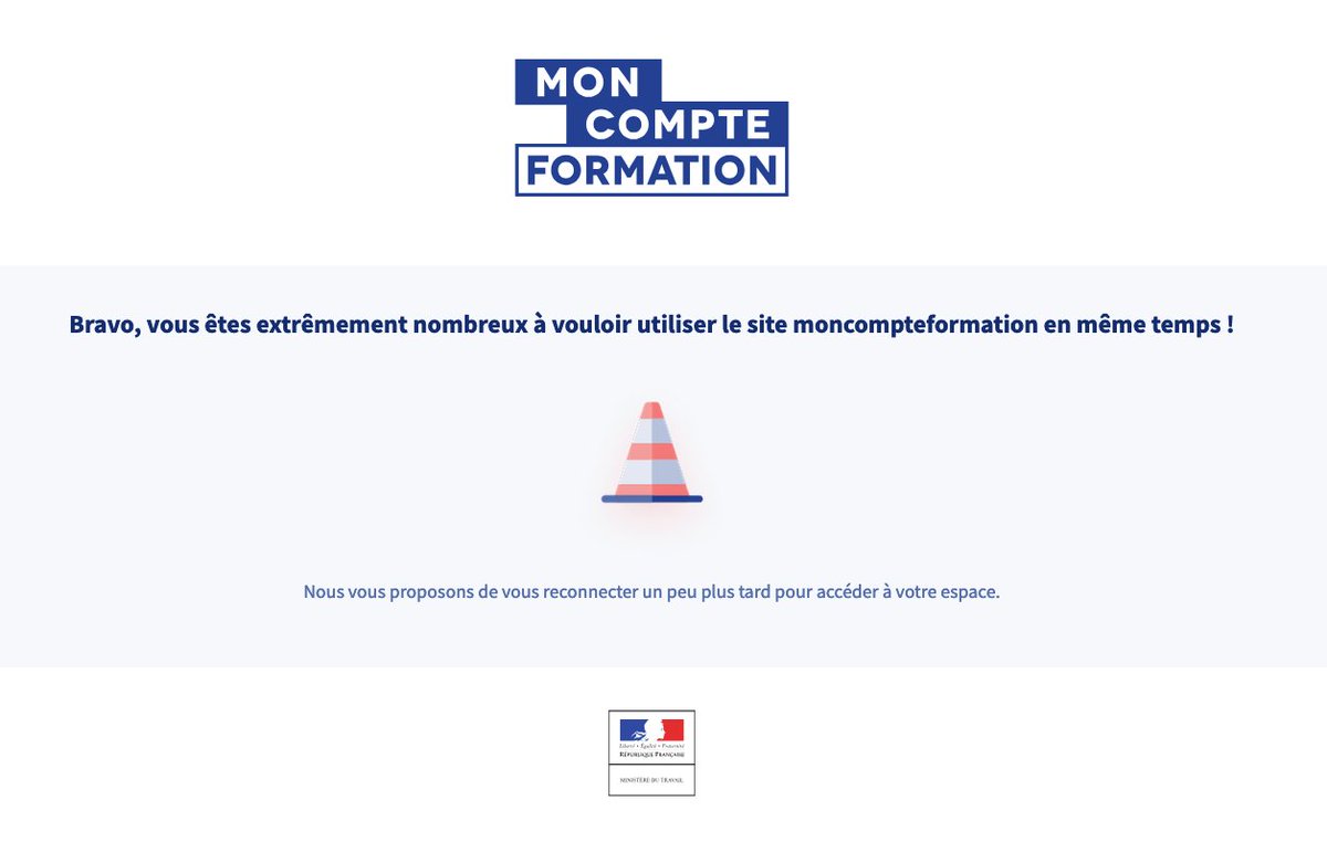 GuiF_OVH's tweet photo. Et sinon @Travail_Gouv Mon compte formation, il est disponible quand ? 

Plus simple que vous nous donniez les horaires de dispo car à n'importe quelle heure de la journée, j'ai ça ! 

#moncompteformation #Formation #gouvernement  #indispo #travail https://t.co/VnfYJXEVw7