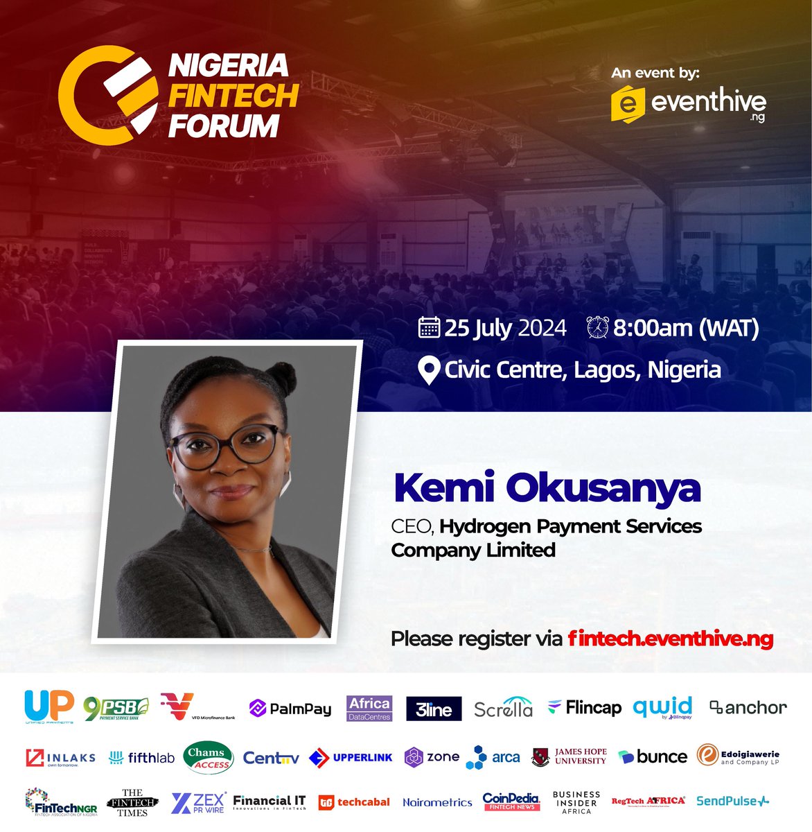 📢 We are thrilled to announce Kemi Okusanya, CEO, Hydrogen Payment Services Company Limited will be joining us as a Speaker at the 3rd edition of the Nigeria Fintech Forum on the 25th of July, 2024 in Lagos

🎟: Secure your pass to Nigeria’s leading gathering of stakeholders,
