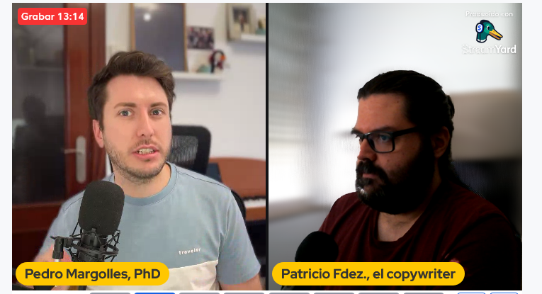 <a href="/pedromargolles/">Pedro Margolles | Cognitive Neuroscientist</a> hablándome de cómo un tipo intentó convencer a la gente de que compre palomitas en Scientific Copywriting (sale mal).

Cuando salga estará en youtube.com/@ScientificCop…