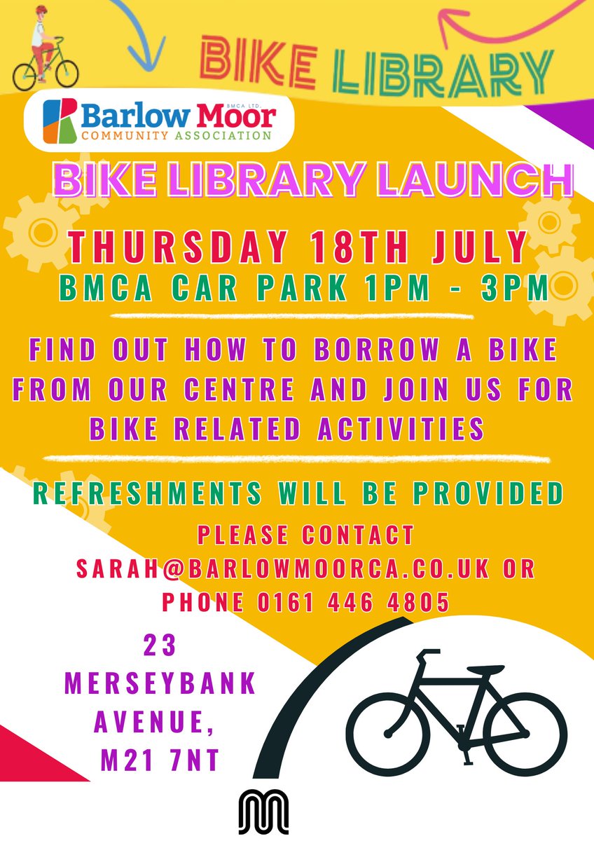 BMCA (@bmcaltd) on Twitter photo Join us for our Bike Library Launch on Thursday 18th July 2024 <a href="/BeeNetwork/">Bee Network</a> #CycleAndStride Join us for our Bike Library Launch on Thursday 18th July 2024 <a href="/BeeNetwork/">Bee Network</a> #CycleAndStride