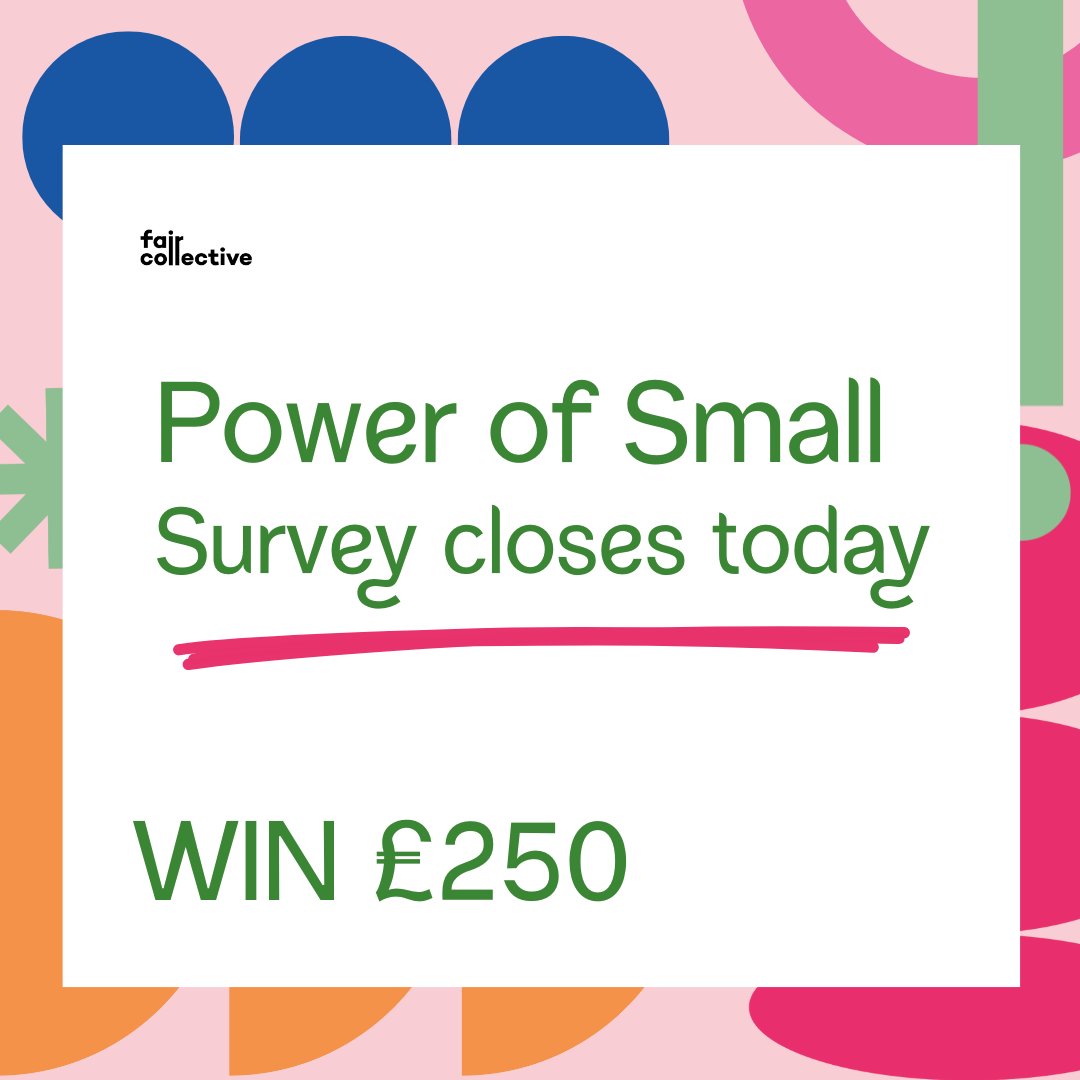 Final chance to fill in the #PowerOfSmall survey. 

💚10 mins
🧡Chance to win £250
💚Help shape the future of infrastructure support for small charities 

forms.office.com/Pages/Response…