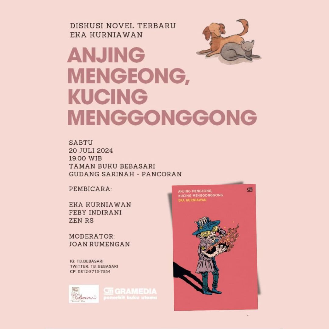 Diskusi novel AMKM di <a href="/tb_bebasari/">Taman Buku Bebasari</a> Sabtu ini bersama <a href="/gnolbo/">Eka Kurniawan</a>, <a href="/FebyIndirani/">Feby Indirani</a>, dan <a href="/zenrs/">zen</a>.