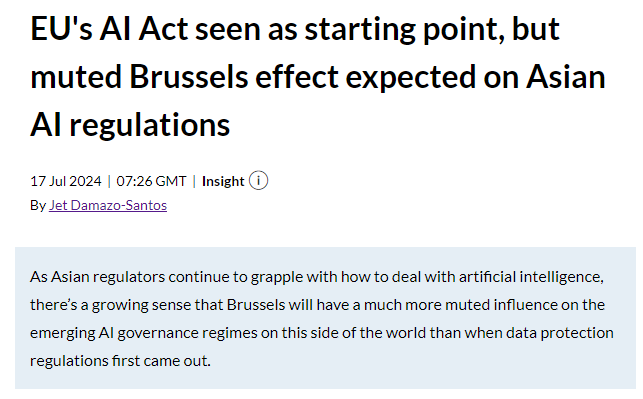 BertuzLuca's tweet photo. EU officials aimed to replicate the GDPR's success in setting the world's standard with the #AIAct, but that might not be the case. Key quote: “What is considered unacceptable risk or high risk or low risk differ from country to country based on the risk appetite.” By @jetdsantos https://t.co/8xDHvrCxdH