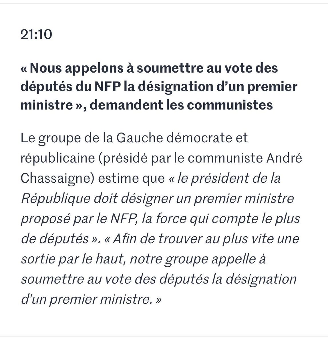 Je partage...
La colère du peuple de gauche
Les 4 Vérités de Marine Tondelier
x.com/marinetondelie…
Le communiqué du groupe communiste qui appelle au vote des député.es, méthode que j'ai plusieurs fois proposé.
La candidature de Cyrielle Châtelain au poste de