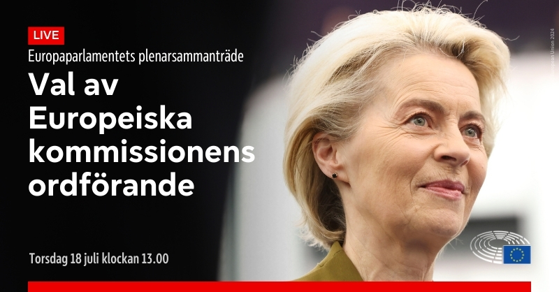 Europarl_SV's tweet photo. 🔴 Just nu röstar Europaparlamentet om huruvida Ursula von der Leyen ska återväljas till posten som EU-kommissionens ordförande för de kommande fem åren. 

 @vonderleyen #EPsession