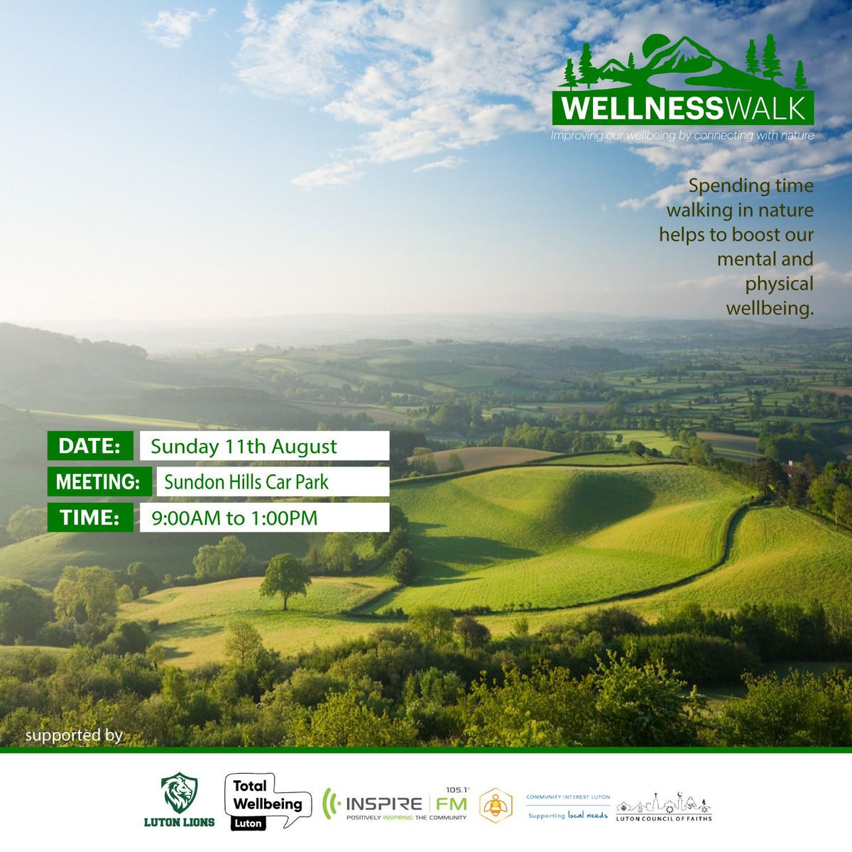 WellnessLuton's tweet photo. Join our Wellness Walk to Sundon Hills Country Park on Sunday, August 11th.

Bask in the enchanting scenic beauty and the soothing sounds of nature. This is your perfect opportunity to rejuvenate!

Reserve your spot here: https://t.co/hZMBsY5jXk

Share this with a friend! https://t.co/2fGINbE4KS