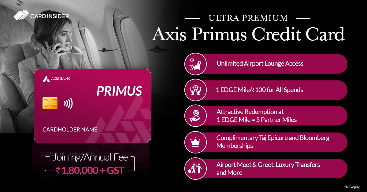 ankurmittal's tweet photo. Recently, Axis Bank mentioned the Primus Credit Card in their MITC, which has a fee of Rs 1.8 Lac. We have written a detailed article about the features of this card-
https://t.co/Uvc5J3Ae3B https://t.co/Mx2C8X6g6L