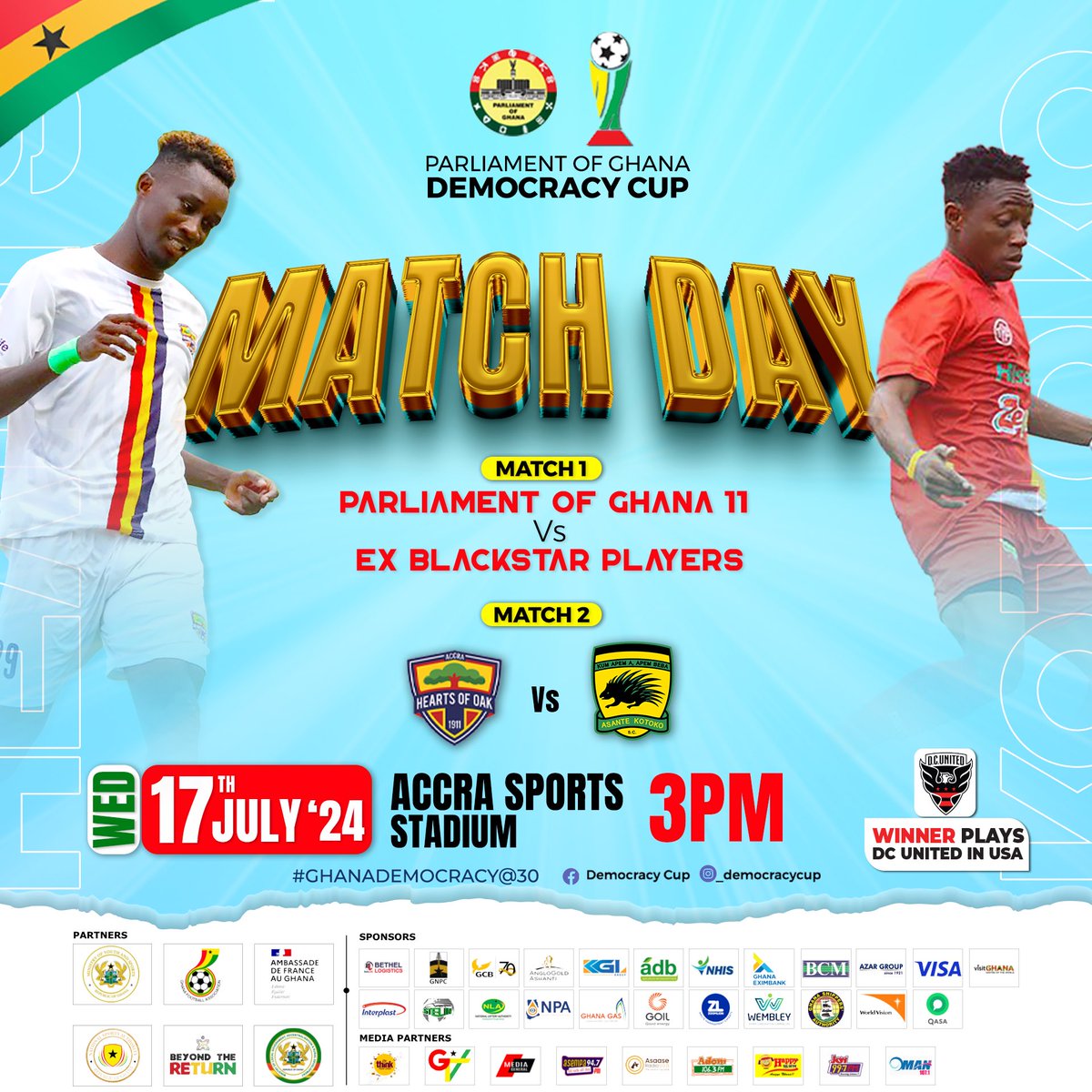 democracycupgh's tweet photo. All roads lead to Accra Sports Stadium for epic battle between two legendary football clubs: Accra Hearts of Oak and Asante Kotoko Sporting Club as we unveil the winner of this year's maiden edition trophy of the Democracy Cup!… Seeee yuh alllll…. #democracy #accra #ghana #democracy@30 #sports 
@AsanteKotoko_SC 
@HeartsOfOakGH 
@GhanaLeague 
@startimesghana