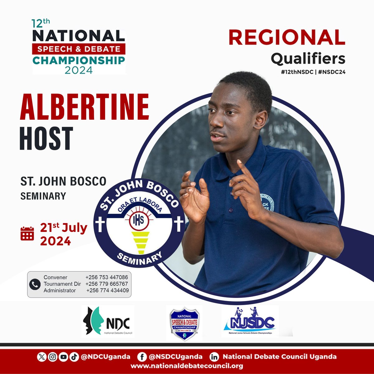 NDCUganda's tweet photo. π’ Happening this Sunday:
The #12thNSDC Albertine Regional Qualifiers
π« Host: St. John Bosco Seminary
ποΈ Date: July 21, 2024
π£οΈ Join us for a showcase of talents in:
π Poetry
βοΈ Debate
π Storytelling
ποΈ Public Speaking
#NSDC24 #DebateIsTheThing https://t.co/cpzBTQDmnR