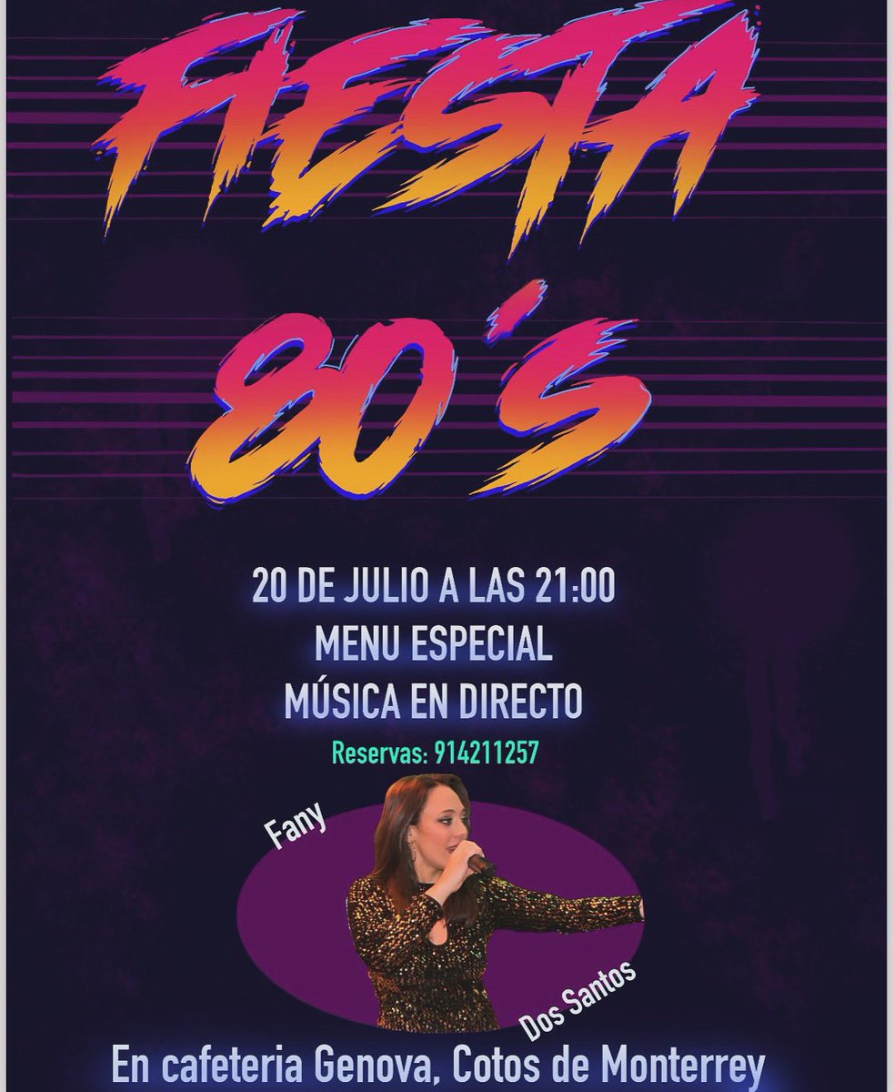 fanydsg's tweet photo. Cuando me dijeron fiesta de los 80, le dije a @VeredasPower, le vamos a llamar “Nuestra década LOS 80”. Os espero para no parar de cantar el sábado en la @cafeteria_genova en la urbanización de Cotos de Monterrey (Madrid). #decadadelos80 #pedrezuela #elmolar #madrid 🎤🪩🥰 https://t.co/5rSBoD0lP8