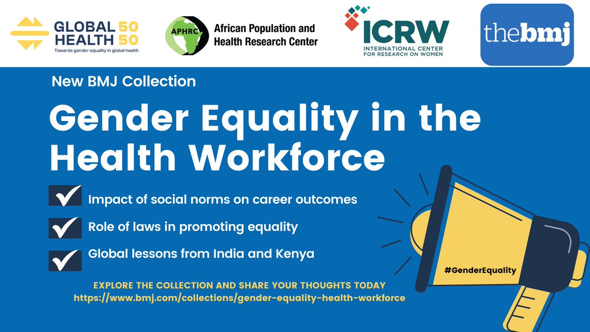 📢 The <a href="/bmj_latest/">The BMJ</a> Collection on Gender Equality in the Health Workforce is here! 

Explore how law drives organizational change, the effects of gendered occupational segregation on careers, &amp; the role of social norms in shaping career outcomes.

Dive in: buff.ly/3Y8iF1s