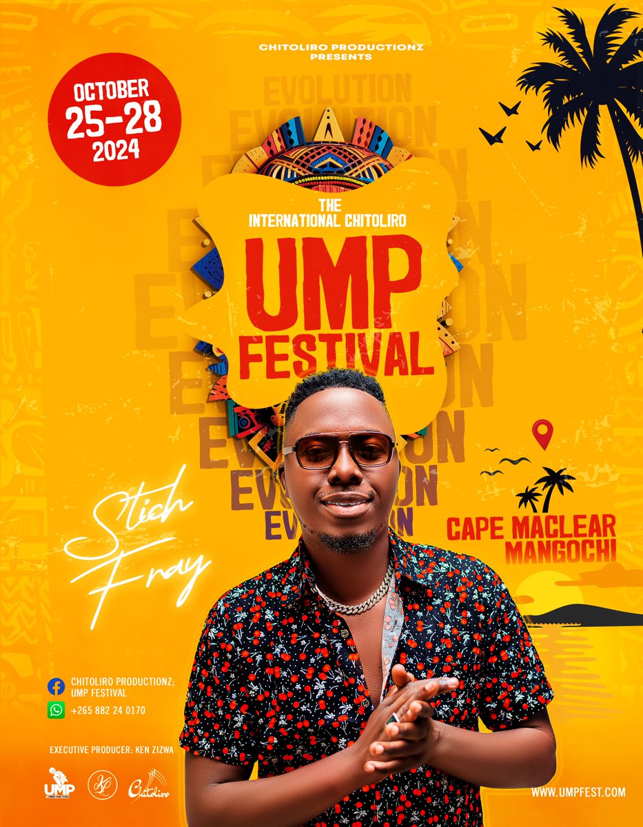 umpawards's tweet photo. Si birthday yokha tikukamba pano........
Stich Fray Chibwazi will be performing live at UMP Festival Cape Macrear, Mangochi.
Get your ticket now https://t.co/E30pSEKWcy
#umpmusicawards #umpfest #chitoliroprod #capemaclear #mangochi #2024 https://t.co/o29WdyO15e