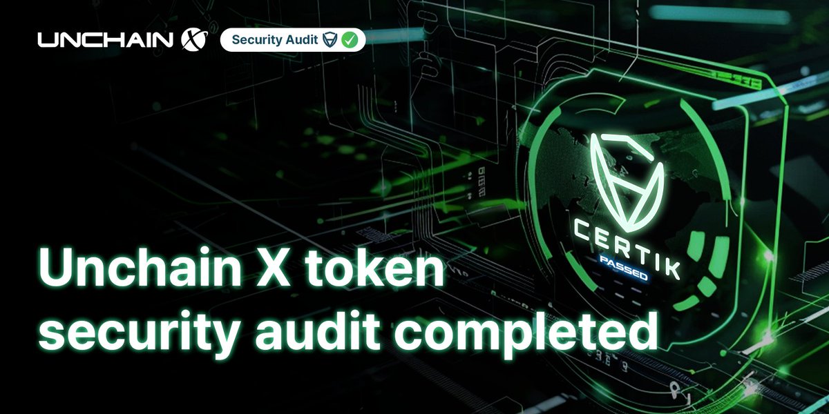 Unchain_X's tweet photo. [Unchain X token security audit completed]

✅The token security audit has been completed!

We are continuously working on modifications and improvements to ensure a high-quality project.

We are currently in the final internal testing phase and coordinating the launch schedule. Additional announcements regarding the launch will be made soon.

Thank you to everyone who has participated in UnchainX. We look forward to your support. Please keep an eye on the growth of Defi platform. 🪙
