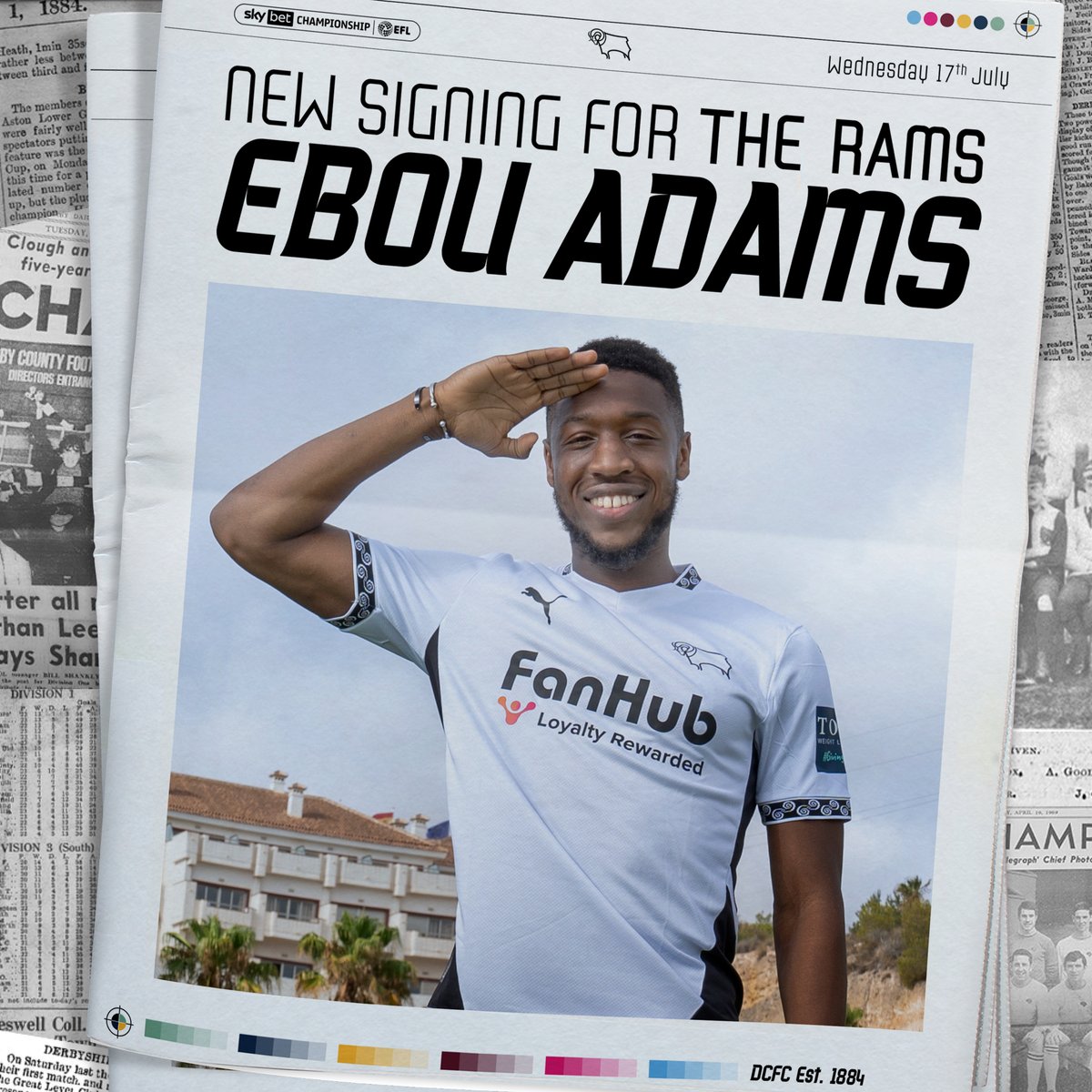dcfcofficial's tweet photo. After impressing on loan in the second half of last season, midfielder Ebou Adams has joined us permanently from Cardiff City! 🤩

#DCFC