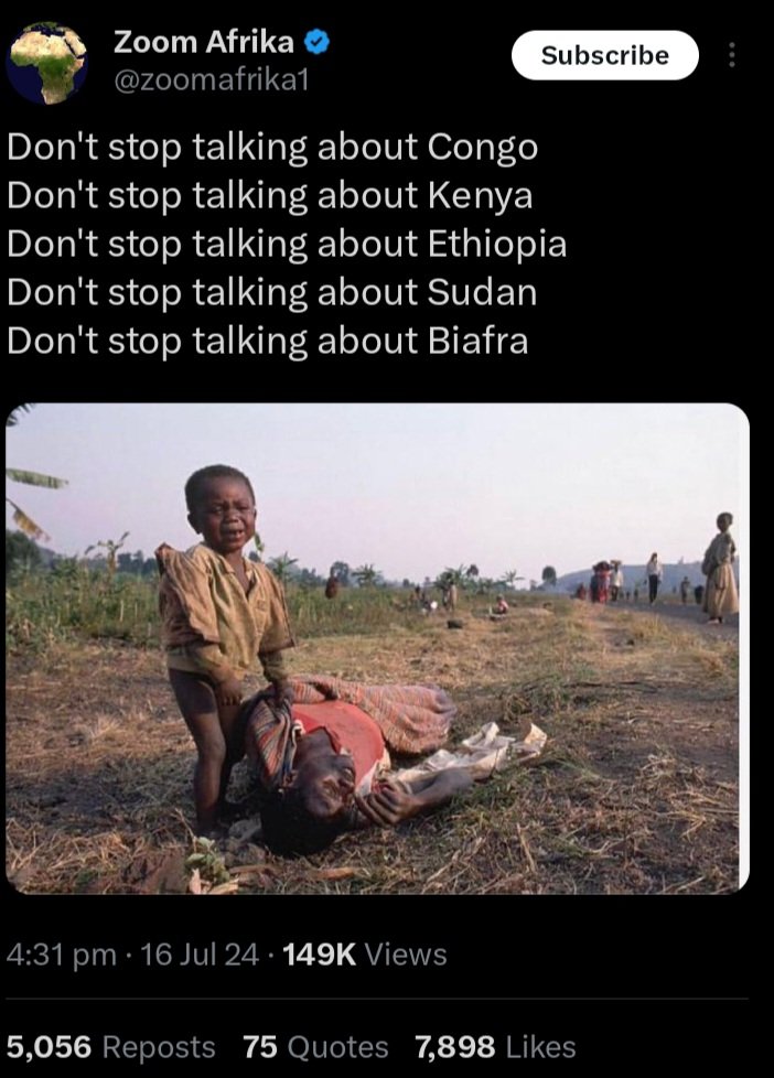 VOLTOXf's tweet photo. Don't stop talking about Congo 
Don't stop talking about Kenya
Don't stop talking about Ethiopia 
Don't stop talking about Sudan 
Don't stop talking about Biafra.  Pass it on https://t.co/kx9PElZZAr