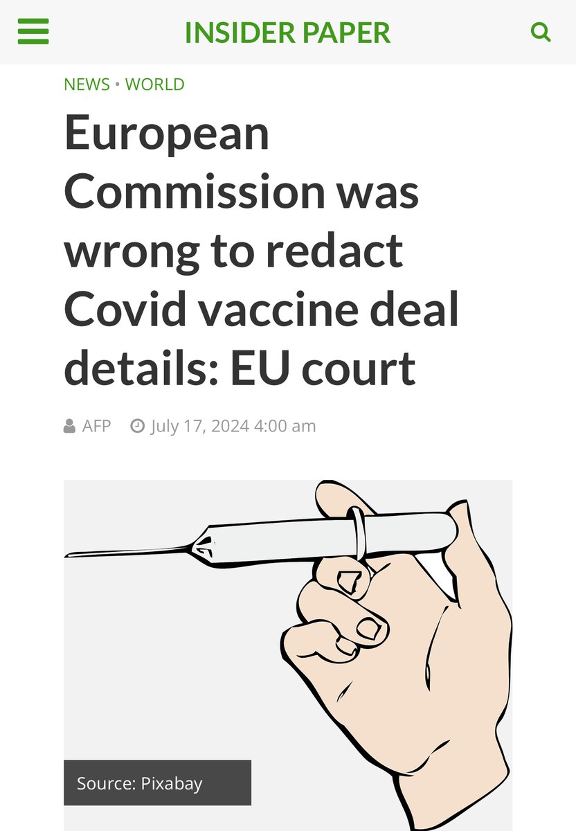 🚨 Justice at last! We never had access.

The people of the #EU have the right to transparency. #VonDerLeyen has been opposing this for years.

For this reason alone, #VdL should be voted out by the   European Parliament tomorrow.

European Commission Was Wrong To Redact Covid