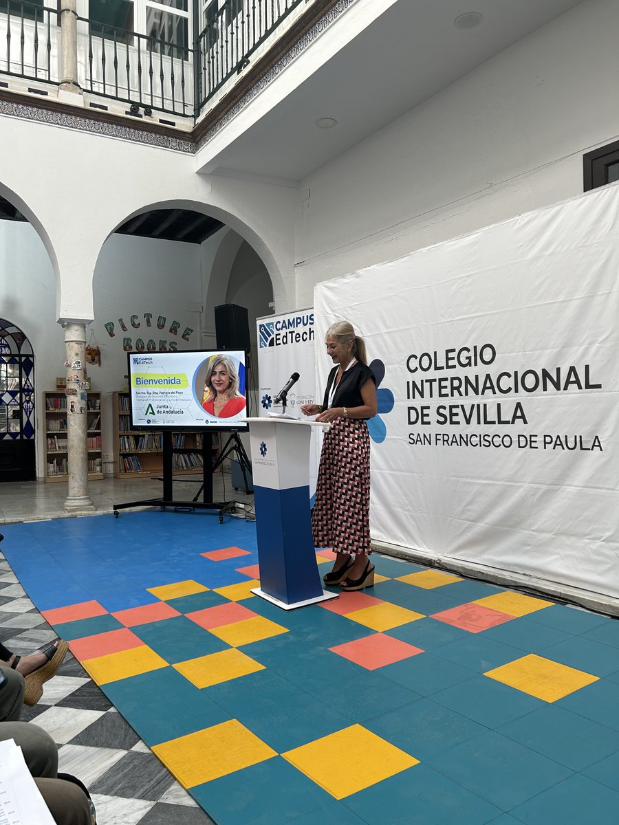 📸 En vivo desde #CAMPUSEdTechSevilla 📸
La Consejera de Desarrollo Educativo y FP, Excma. Sra. Dña. Patricia del Pozo, comparte su visión sobre el futuro de la educación y el aporte de las nuevas tecnologías al aula. 🌟 #InnovaciónEducativa #Tecnología #Sevilla #EdTech