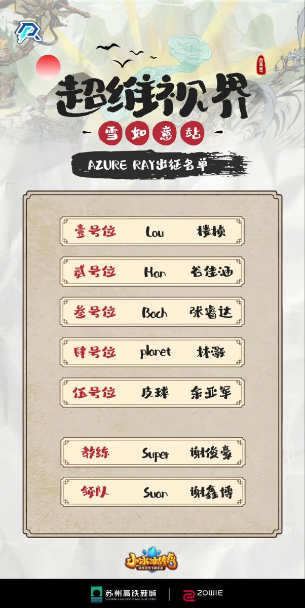 AzureRayDota's tweet image. [#AzureRay Xue Ruyi Expedition List]
After a long period of research and communication, we have made the following adjustments to the AzureRay team's lineup for the Xue Ruyi League:
Super (Xie Junhao) joined as a temporary coach. As a professional player, Super played for many