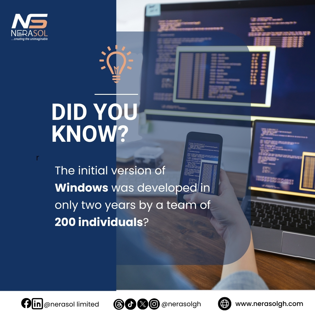 nerasolgh's tweet image. Here is a tech tidbit; It took just 200 developers to bring Windows to life!
#DidYouKnow #TechFacts #WindowsDevelopment #nerasolgh #wastetech