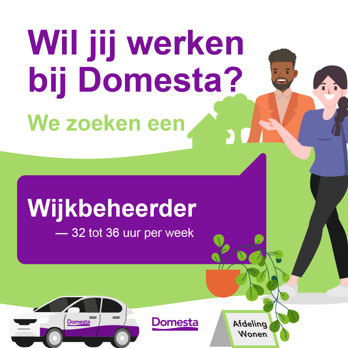 Domesta's tweet photo. Als wijkbeheerder ben je ons gezicht in de wijk. Voor huurders ben je het eerste aanspreekpunt 🙋‍♂️🙋‍♀️. Samen met hen kijk je hoe zij zich thuis kunnen voelen in hun huis 🏡 en buurt. Meer info: https://t.co/Yp968JoxBe Solliciteren kan tot en met 11 augustus 📆. https://t.co/YEc2Hhv9vd