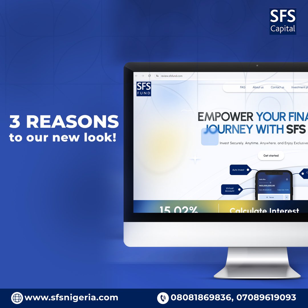 SFS_REIT's tweet photo. Unveiling Our New Website Look: Here are 3 Reasons to Get Excited!

Experience the future of investing with SFS Fund📈.

#InvestSmart #SFSFundMobileApp #InvestingMadeEasy #SFSFund https://t.co/BEwYQaQOOc