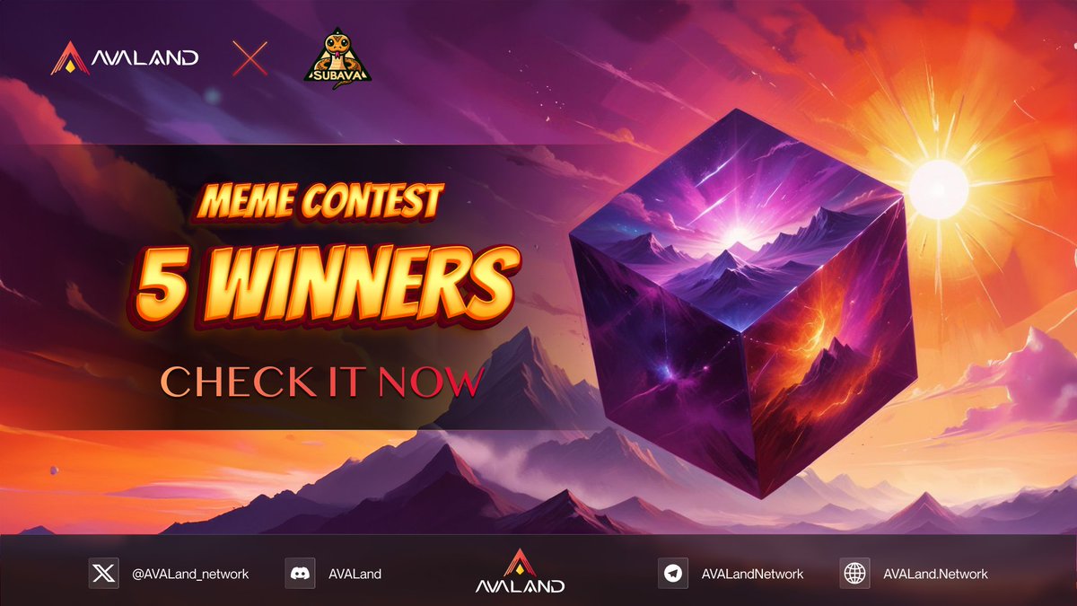 AVA Land 🔺 | TESTNET IS NOW LIVE 🔥 (@avaland_network) on Twitter photo 🎉 AVALAND X <a href="/Subavatoken/">Subava🔺</a> MEMES CONTEST RESULTS ARE COMING 🎉
⭐ Check now to see if you are one of the five luckiest people:
Top1⃣: <a href="/brweb3promo/">Borlane||Web3||Promo🕵️✍️</a>
Top2⃣: <a href="/razack_djigui/">Abdoul-razack</a>
Top 3⃣- 5⃣: @GrinoirGae58312 , <a href="/Ayoubdz1101267/">Ayoub dz</a> and <a href="/demosp98/">Demosp98gr ꧁IP꧂ (✸,✸) (Ø,G) 🦭/acc</a>
💵Rewards:
Top1⃣: $120,000,000 SUBAVA + 1 🎉 AVALAND X <a href="/Subavatoken/">Subava🔺</a> MEMES CONTEST RESULTS ARE COMING 🎉
⭐ Check now to see if you are one of the five luckiest people:
Top1⃣: <a href="/brweb3promo/">Borlane||Web3||Promo🕵️✍️</a>
Top2⃣: <a href="/razack_djigui/">Abdoul-razack</a>
Top 3⃣- 5⃣: @GrinoirGae58312 , <a href="/Ayoubdz1101267/">Ayoub dz</a> and <a href="/demosp98/">Demosp98gr ꧁IP꧂ (✸,✸) (Ø,G) 🦭/acc</a>
💵Rewards:
Top1⃣: $120,000,000 SUBAVA + 1