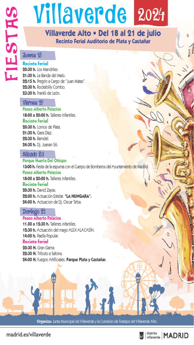 El jueves 18 de Julio comienzan las fiestas de Villaverde Alto. 
#FiestasVillaverdeAlto2024