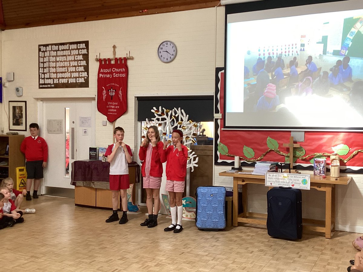 Class5Aspull's tweet photo. This morning three of our wonderful musicians taught everyone a song they’d learnt on their string day last week. Thank you for sharing your fun and enthusiasm with the rest of school - we loved it! #acpsmusic #acpsvalues @Wigan_music https://t.co/slaO0xSb4d