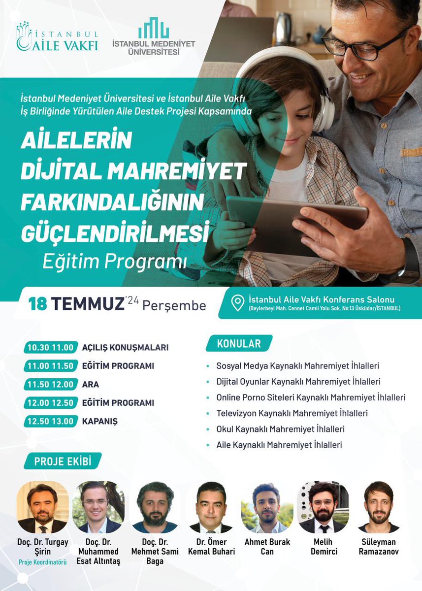 istnblailevakfi's tweet photo. İstanbul Aile Vakfı ve İstanbul Medeniyet Üniversitesi işbirliğinde yürütülen Aile Destek Projesi kapsamında hazırlanan “Ailelerde Dijital Mahremiyet Farkındalığının Güçlendirilmesi” eğitimi gerçekleştiriliyor.

@istmedeniyet https://t.co/iVF8gn12fi
