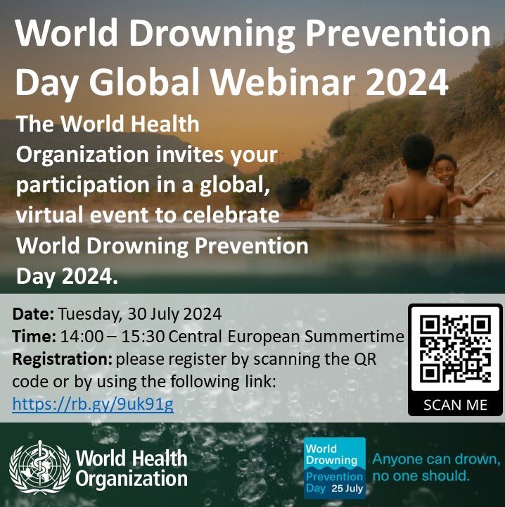 Etienne Krug (@etiennekrug) on Twitter photo Drowning is a leading killer with > 50% of 236,000 drowning deaths among people under 30 years. Join <a href="/WHO/">World Health Organization (WHO)</a> & partners on 30 July to mark World #DrowningPrevention Day & contribute to the campaign to highlight how seconds can save a life. bit.ly/3xR2pHs Drowning is a leading killer with > 50% of 236,000 drowning deaths among people under 30 years. Join <a href="/WHO/">World Health Organization (WHO)</a> & partners on 30 July to mark World #DrowningPrevention Day & contribute to the campaign to highlight how seconds can save a life. bit.ly/3xR2pHs