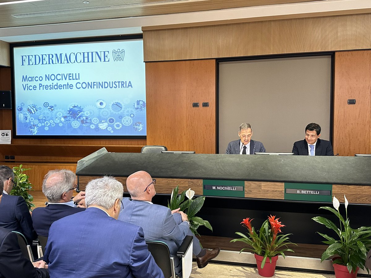 federmacchine's tweet photo. Marco #Nocivelli , vice presidente #Confindustria interviene all’assemblea #FEDERMACCHINE accanto al presidente Bruno #Bettelli https://t.co/uAeP3gDmlK