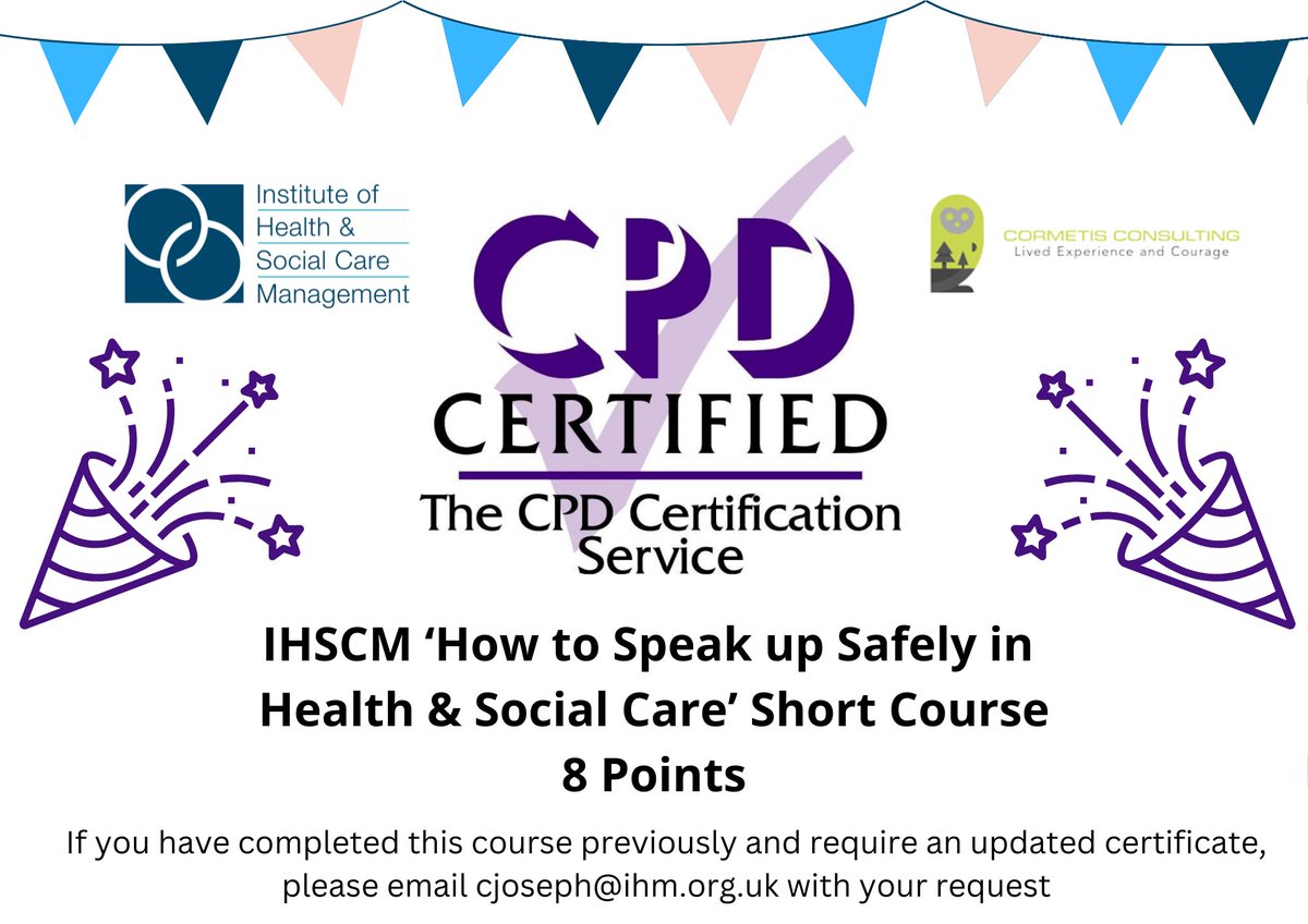 IHSCM πππ³οΈβπ (@ihm_tweets) on Twitter photo π The IHSCM 'How to Speak up Safely' Short Course has gained CPD accreditation π
View the course details & sign up here; zurl.co/IFAH
A big thank you to <a href="/TominCumbria/">That Tom Bell (on Blue Sky @thattom.bsky.social)</a> who produced the course
@HEIW_NHS <a href="/Leic_hospital/">Leicester's Hospitals</a> <a href="/KettGeneral/">Kettering General Hospital</a> <a href="/NGHnhstrust/">Northampton General Hospital π</a> <a href="/FNHCJersey/">Family Nursing & Home Care</a> <a href="/UWTSD/">University of Wales Trinity Saint David</a> π The IHSCM 'How to Speak up Safely' Short Course has gained CPD accreditation π
View the course details & sign up here; zurl.co/IFAH
A big thank you to <a href="/TominCumbria/">That Tom Bell (on Blue Sky @thattom.bsky.social)</a> who produced the course
@HEIW_NHS <a href="/Leic_hospital/">Leicester's Hospitals</a> <a href="/KettGeneral/">Kettering General Hospital</a> <a href="/NGHnhstrust/">Northampton General Hospital π</a> <a href="/FNHCJersey/">Family Nursing & Home Care</a> <a href="/UWTSD/">University of Wales Trinity Saint David</a>