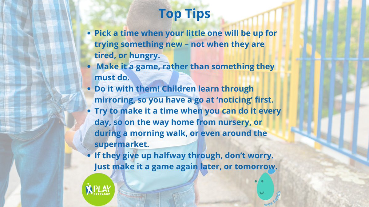 PlayScotland's tweet image. Getting outdoors is vital for our health &amp;amp; wellbeing but can be challenging with little legs. Why not try this simple game next time you head outdoors &amp;amp; help your family stay connected, whatever the weather!
#SummerofConnection #mindfulness #outdoorplay #Connection @WeeSeeds