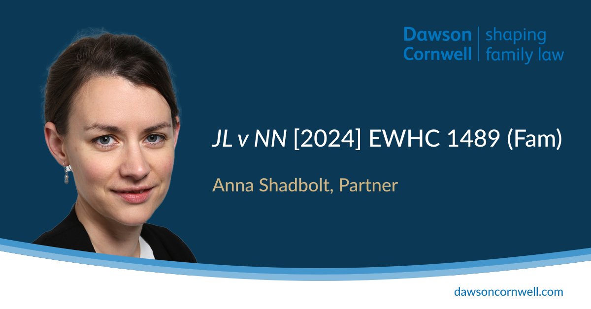 Dawson_Cornwell's tweet photo. Partner Anna Shadbolt, instructing Fiona Stewart of Queen Elizabeth Building, recently acted pro bono for the respondent in JL v NN, a case which highlights the difficulties in predicting ultimate outcomes in modest asset cases in the courts.

Read more: https://t.co/EU4jzTSDnM https://t.co/1XtgIDNEuw