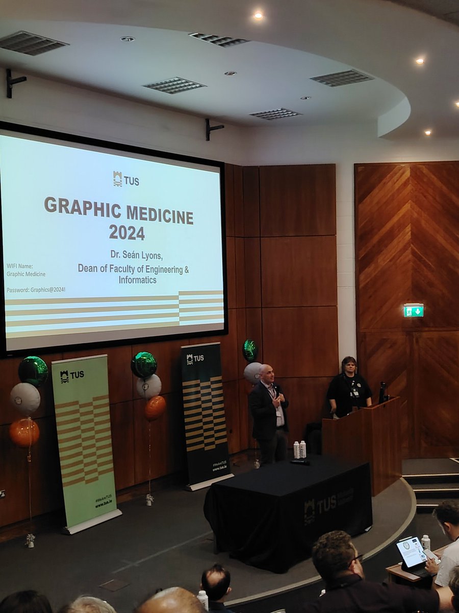 maeve_hynes's tweet image. Dr Sean Lyons opens #GraphMed2024 @TUS_LibraryMD