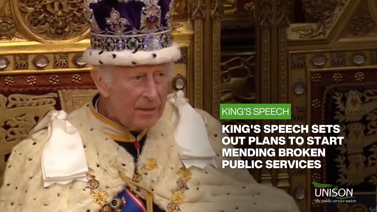 King's Speech sets out plans to start mending broken public services, says UNISON

"These bills are the start of the long process to mend much of what's been broken by Conservative governments and generate the growth to get public services thriving once more," UNISON general