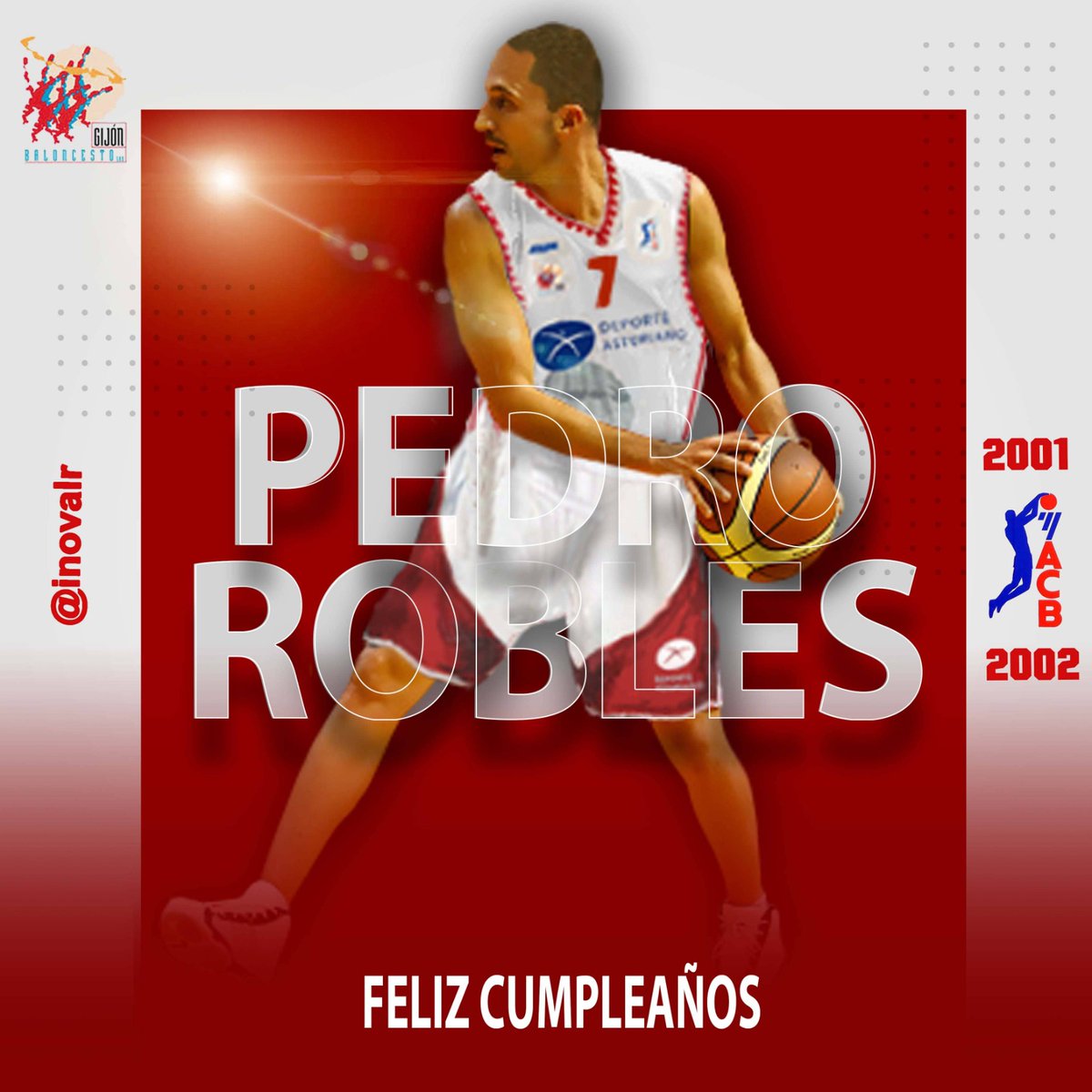 Hoy cumple 47 años Pedro Robles <a href="/pedrorobles_6/">Pedro Robles</a> 🇪🇸 🎉

Jugador de #GijónBaloncesto 🔴⚪️ en la temporada 2001-02 en <a href="/ACBCOM/">Liga Endesa</a> 🇪🇸 donde promedio 10,3 ppp con un 44,8% en t3

Felicidades Pedro !! 🎂

<a href="/MovistarEstu/">Movistar Estudiantes</a> <a href="/valenciabasket/">Valencia Basket Club</a> #TenerifeCB #CBMurcia <a href="/BasketUCAM/">UCAM Murcia Basket</a> <a href="/Caceres_Basket/">CacerEsBasket</a>