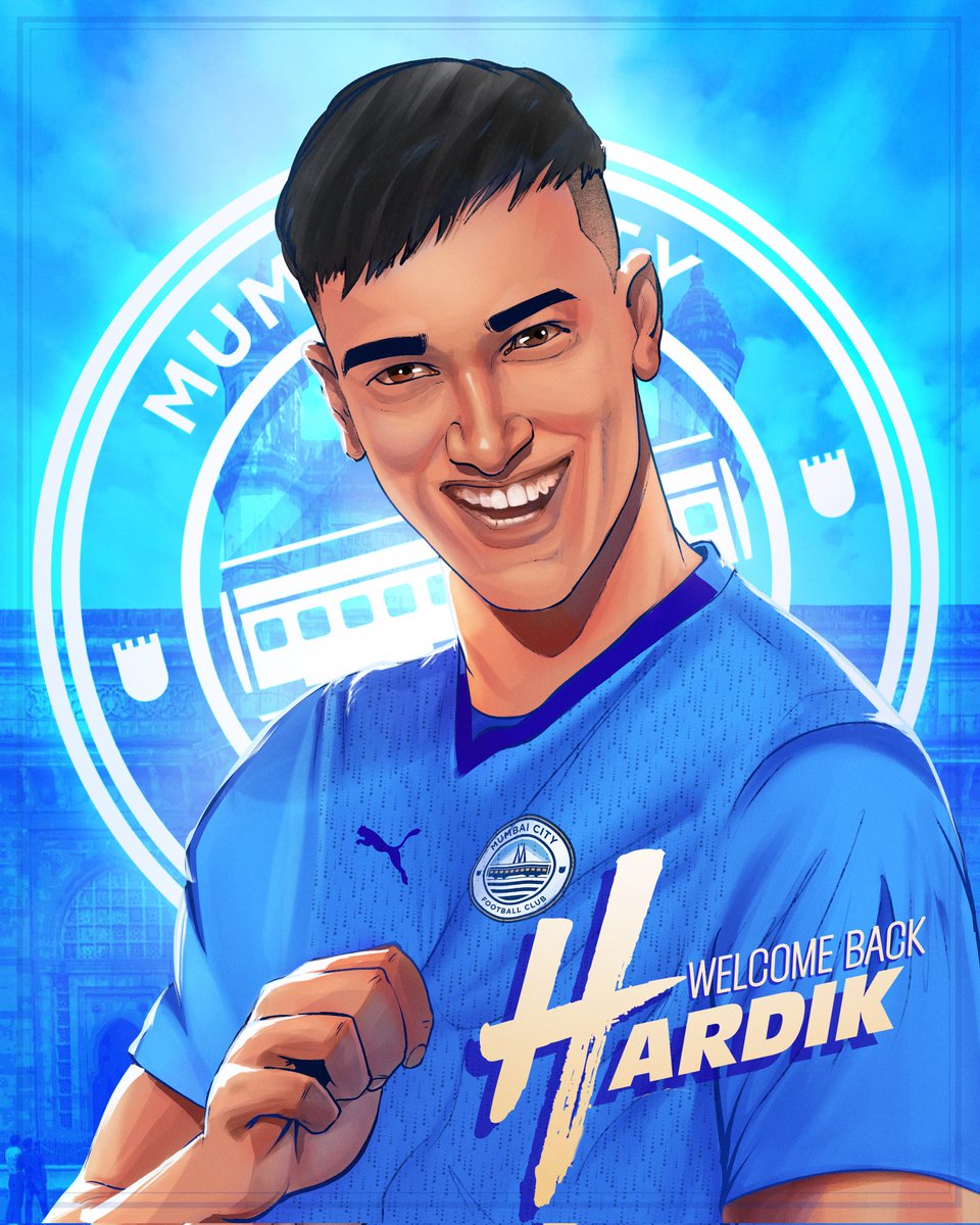 MumbaiCityFC's tweet photo. Raised in मुंबई, he is back to rep #AamchiCity 🤩🩵

Read all about our new signing here 👉 https://t.co/3X3mSRBKOp

#HardikIsBack #MumbaiCity 🔵 https://t.co/WO48Qa10ve
