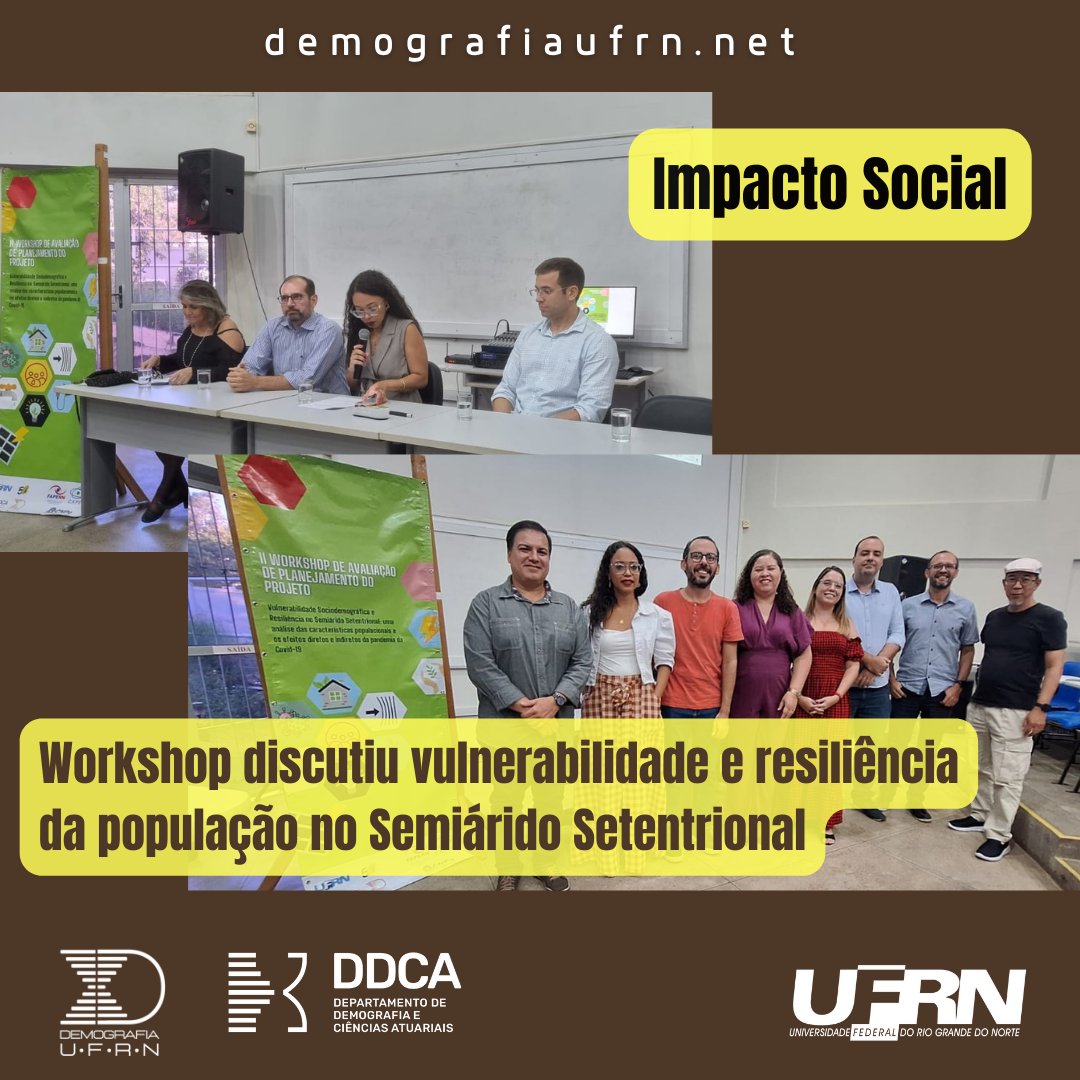 O <a href="/ppgdem/">Demografia UFRN</a> promoveu nos dias 15 e 16 o 2o workshop de resultados do projeto Vulnerabilidade e Resiliência no Semiárido Setentrional, com apoio da <a href="/CAPES_Oficial/">CAPES</a> e <a href="/fapern/">Fapern</a>. Foram 2 dias de debates.
Confere no link 👇
demografiaufrn.net/2024/07/16/ii-…