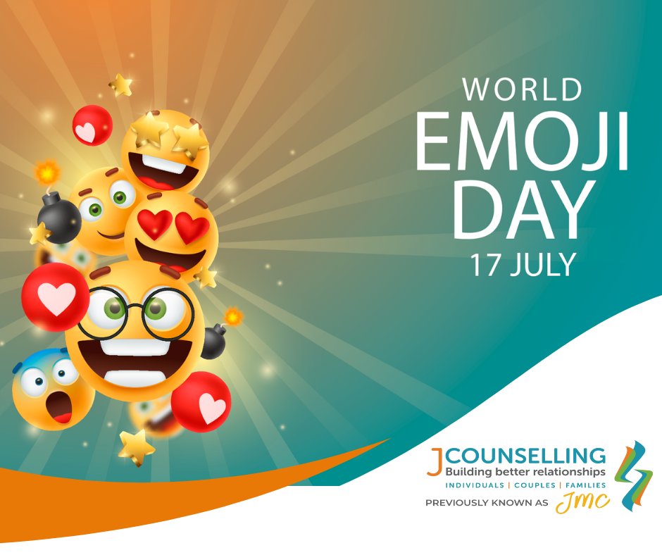 Jcounselling1's tweet photo. Happy #WorldEmojiDay! Emojis are fun, but they can mask true feelings. JCounselling helps couples & families communicate better. Contact us: https://t.co/k2J7GpY0AQ or call 020 8203 6311 (9AM-5PM Mon-Thu, 9AM-1PM Fri) ๐ #marriagecounselling #relationshipsupport #itsgoodtotalk https://t.co/FHpd7BunsZ