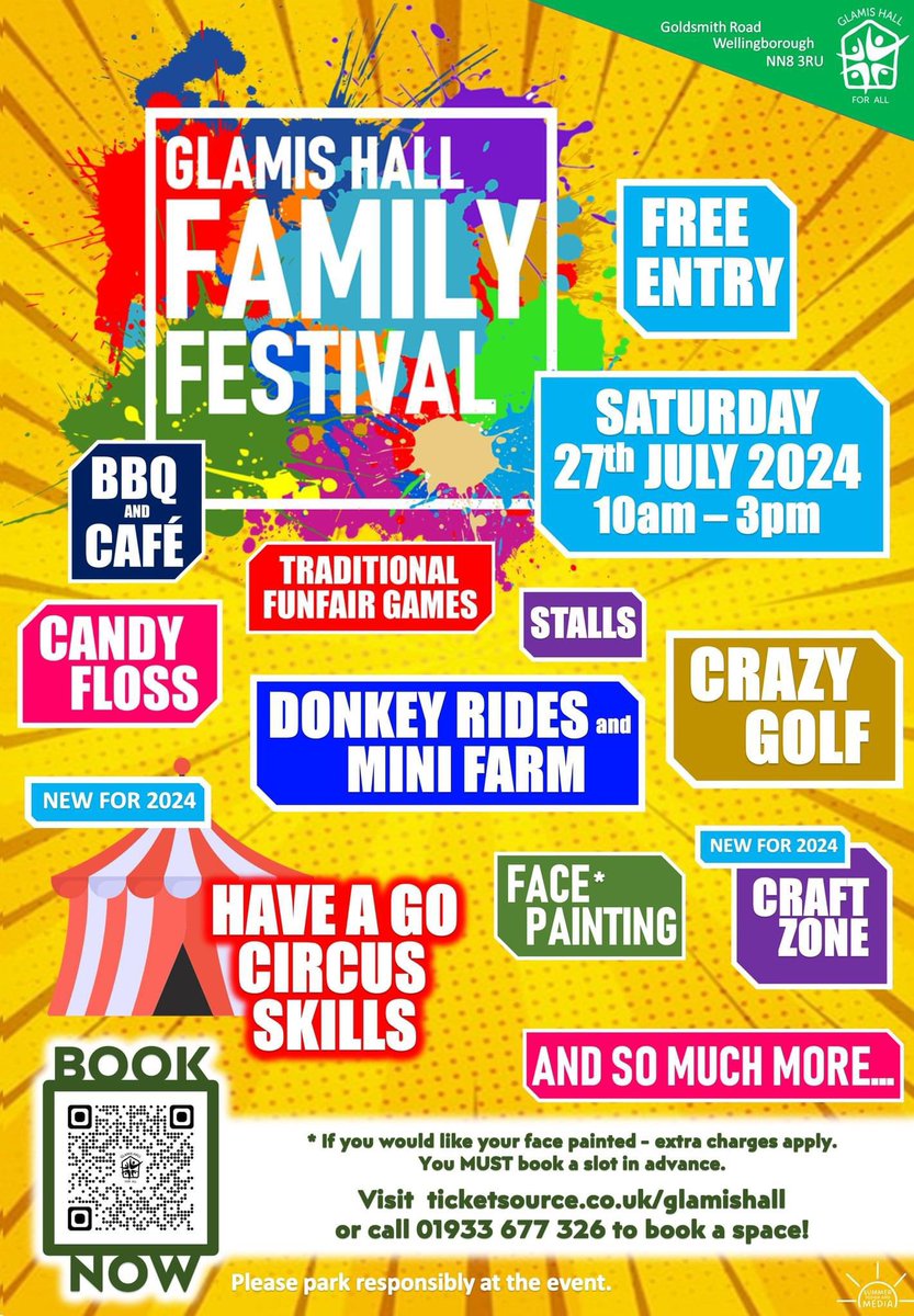 It's nearly FAMILY FESTIVAL time! 
Don't forget to BOOK your FACE PAINTING in advance via the link below... ticketsource.co.uk/glamishall