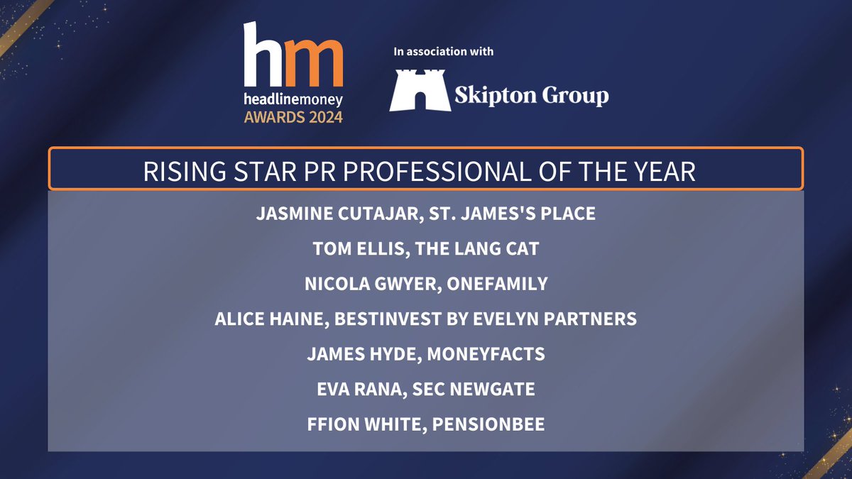 Looking forward to the <a href="/Headlinemoney_/">Headlinemoney</a> Awards tonight #HMAwards24. Fingers crossed for my colleague <a href="/Tellisthenews/">Tom Ellis</a> who is up for Rising Star PR Professional of the Year. And of course the whole <a href="/thelangcat/">the lang cat</a> team up for PR Agency of the Year against some very tough competition.