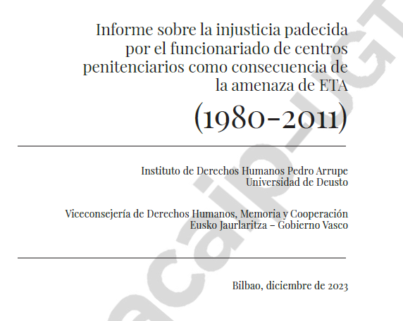 AcaipSindicato's tweet photo. "Informe sobre la injusticia padecida por el funcionariado de centros penitenciarios como consecuencia de la amenaza de ETA (1980-2011)

https://t.co/UjsYCElcaA https://t.co/CL07PtRtIK