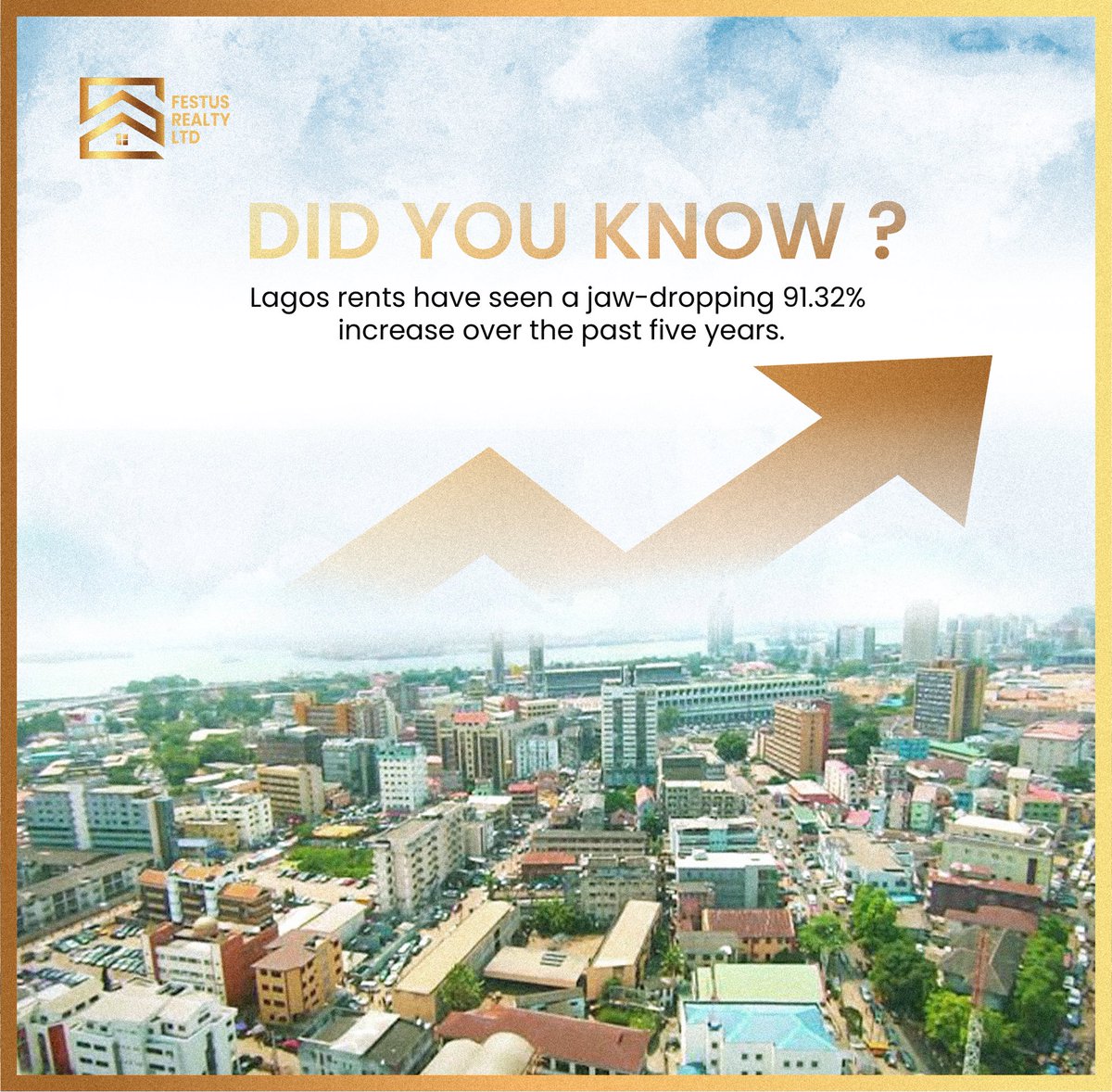 Festus_realty's tweet photo. Unlock the potential of Lagos real estate with this eye-opening fact. Explore thriving opportunities in the heart of the city with us! 🏙️

#LagosRealEstate #InvestmentGrowth #FestusRealtyLtd https://t.co/RRzcCQBSLb