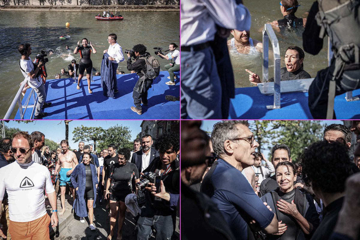 SebastienToubon's tweet photo. @Anne_Hidalgo  quitte la seine après son bain tant attendu. 📷 Sébastien Toubon #PictureOfTheDay #Canon #eosr5 @mairiedeparis https://t.co/ZTTjTy4O16