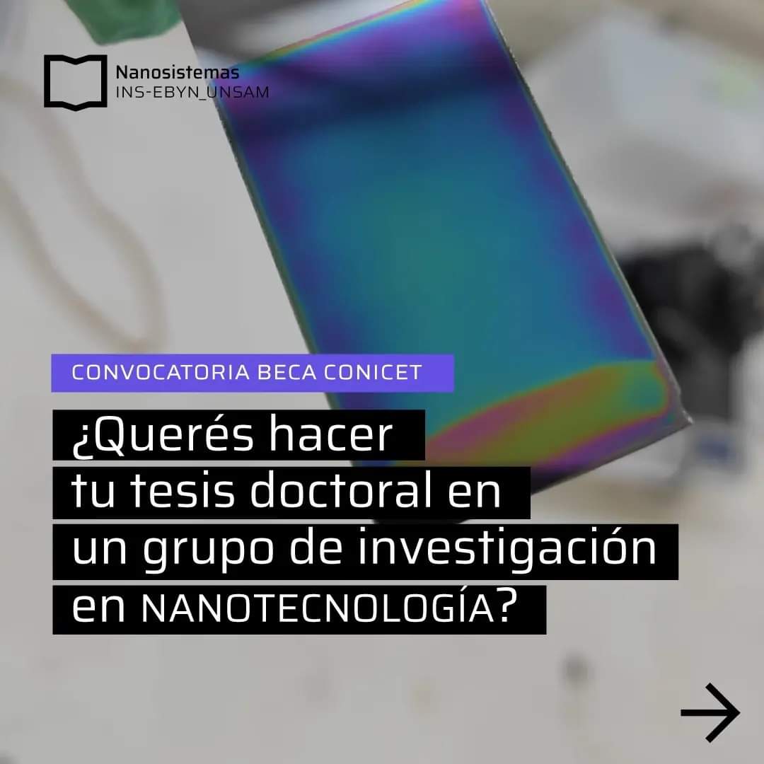 Buscamos candidatos a beca doctoral de CONICET en área de Nanotecnología 

Temas:
▪️Nanofluídica ➡️colaboración @CNEA_arg @unlitoral_
▪️Sensores ambientales
 ➡️ colaboración <a href="/unc_cordoba/">UNC</a> <a href="/noticiasUNSL/">UNSL</a>  <a href="/UNCUYO/">UNCUYO</a>
▪️ Nuevas energías ➡️ colaboraciones con <a href="/unc_cordoba/">UNC</a> @cnea_arg