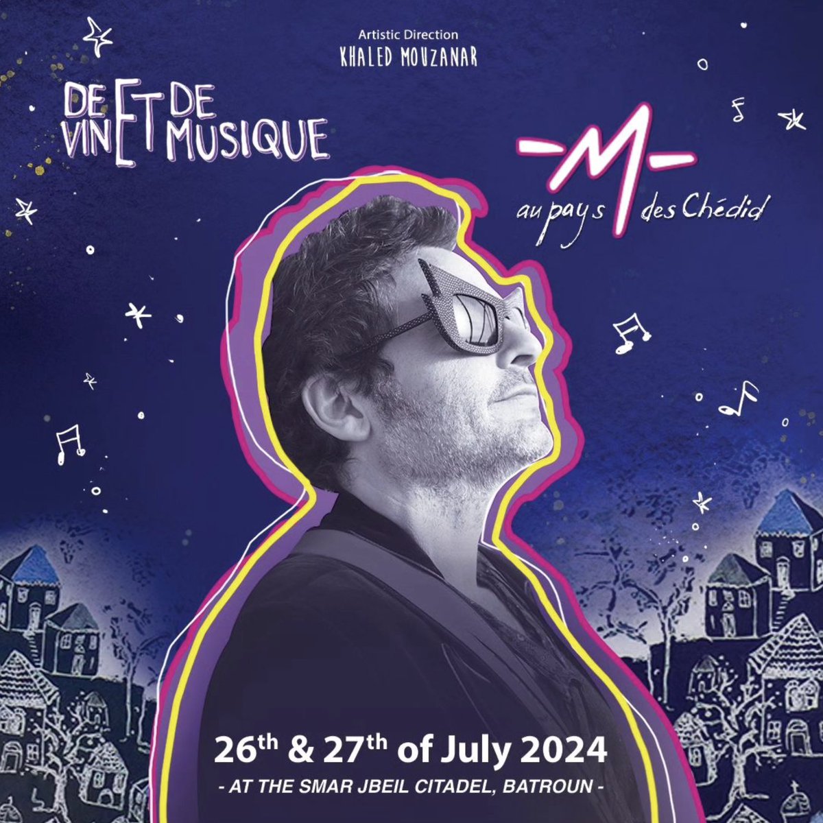 Matthieu Chédid -M- revient au Liban, la terre de ses ancêtres, pour un concert les 26 et 27 juillet à la Citadelle phénicienne Smar Jbeil.

🍷 🎶 Rejoignez-nous pour une expérience inoubliable mêlant vin et musique!
🎟️ Billets en vente sur TICKETING BOXOFFICE Virgin Megastore.