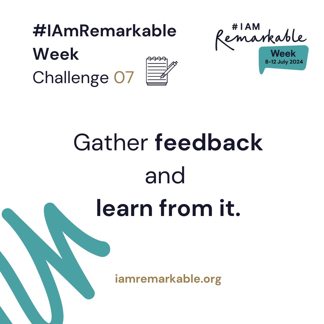 🌟We’re continuing the Confidence Challenge that started during #IAmRemarkable Week and we invite you to participate in our challenges to strengthen confidence and amplify self promotion skills. Let us know how you get on!

🌟Challenge 7🌟
Ask from honest feedback from others